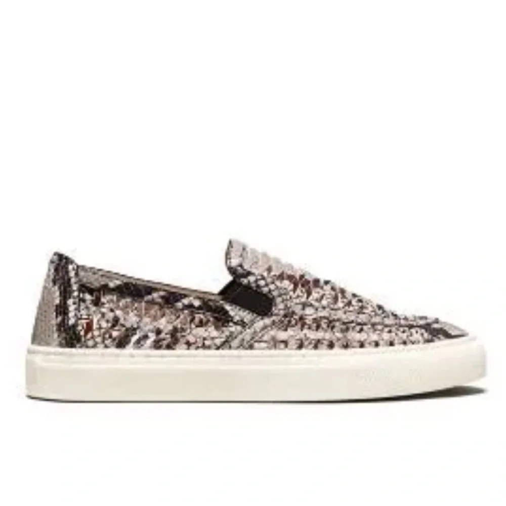 Tory Burch Huarache Woven Leather Snakeskin Slip On Sneakers Size 7 MSRP $228